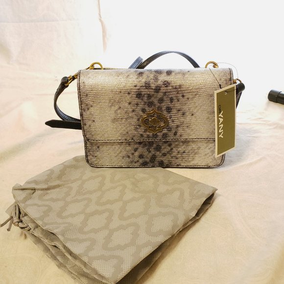 NWT OrYany Silver Snake Leather Ivy Crossbody Bag